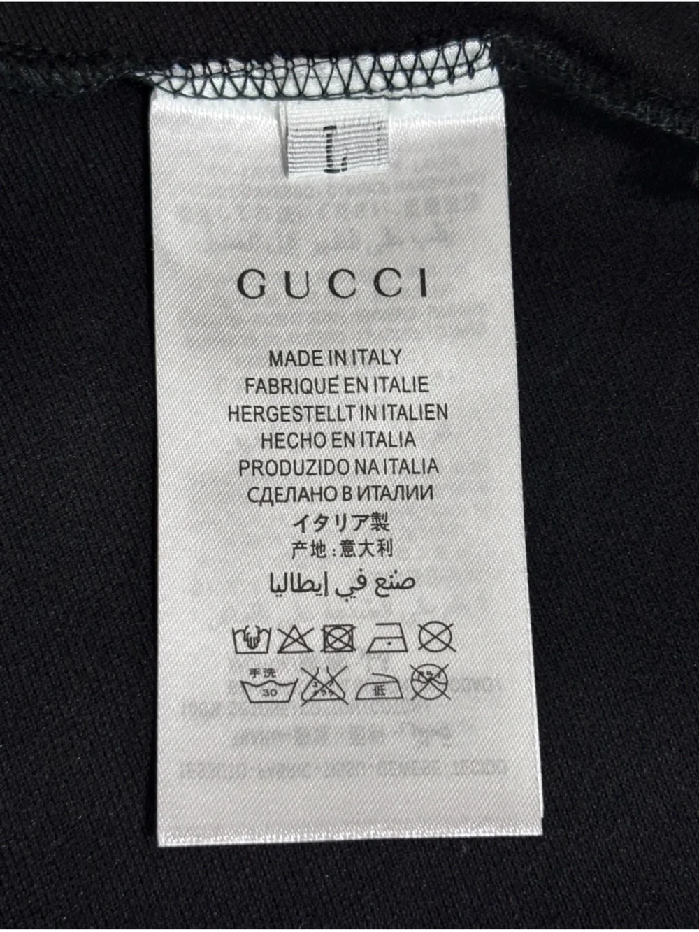 Gucci Men's Black Polo with Embroidered Collar